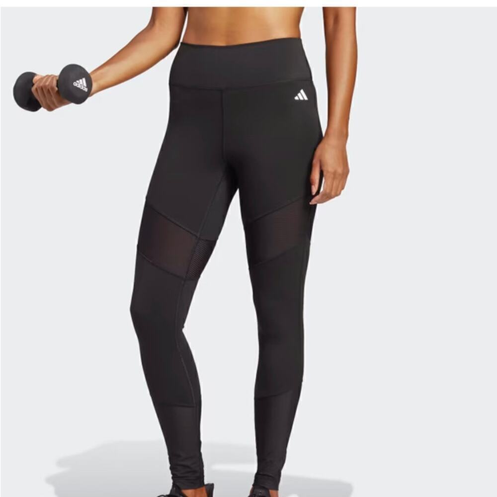 Adidas Women's Black High-Waist Mesh Panel Training Leggings